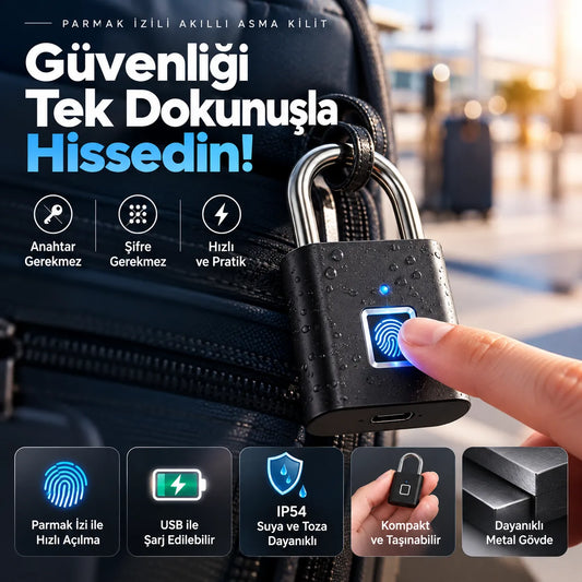 Parmak İzi Kilit – Şarjlı Akıllı Asma Kilit
