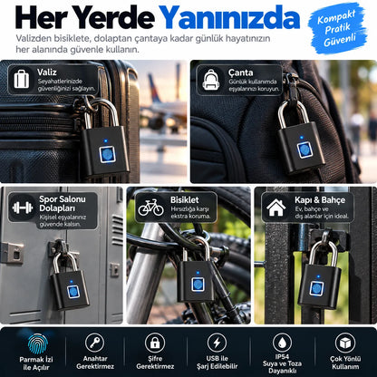 Parmak İzi Kilit – Şarjlı Akıllı Asma Kilit